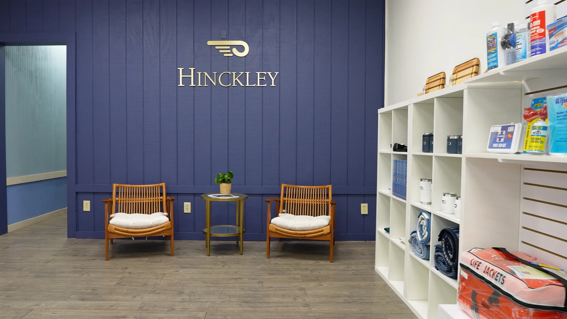 Fort Myers service office waiting area with chairs and wall map
